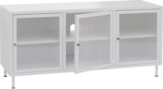 Hhg [nunca Usado] Mueble Para Tv Hhg-438, Mueble Bajo Para Tv, Aparador, Puertas, Compartimentos De Almacenamiento, Metal Industrial, Cristal De Junco, 58