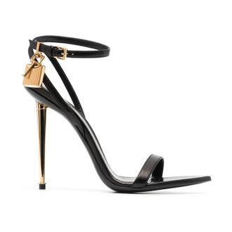 Tom Ford Padlock Pointy Naked Sandal - Dames - Sandalen met hakken - Zwart - 40 EU - Leer - Schoenen
