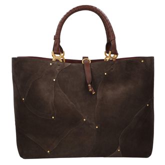 Chlo&eacute; Marcie Grote Leren Tote Bag Bruin