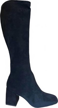 Silent D Womens Carolyn Knee High Boot In Black Stretch Suede