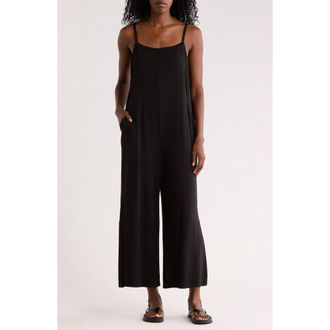 Eileen Fisher Square Neck Crop Wide Leg Jumpsuit in Black at Nordstrom Rack, Size Large