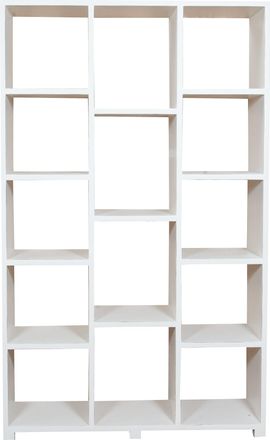 Biscottini International Biblioteca De Madera Maciza De Tilo Acabado Con Efecto Blanco Envjecido 121x36x200 Cm