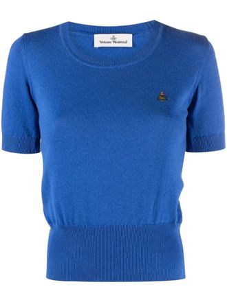 Vivienne Westwood Top con ricamo Orb - Blu