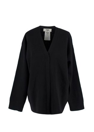Fendi Black Knit Cardigan with Monogram Interior Size XS