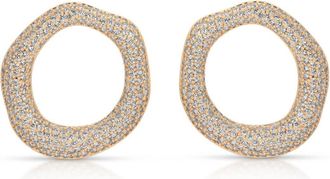 Ettika Womens Open Circle Pave Earrings In Clear Crystal With 18K Gold Plating