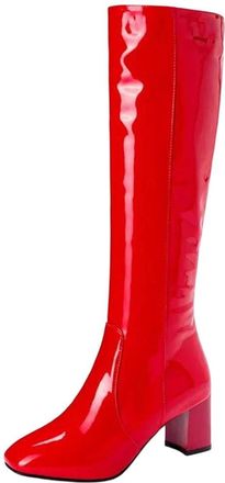 Generic Womens Winter High Knee Boots Patent Leather Knee High Boots Waterproof Party Shoes