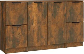 vidaXL Sideboards 3 pcs Smoked Oak Engineered Wood Vidaxl