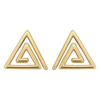 Fremada 14k Yellow Gold Triangle Swirl Stud Earrings