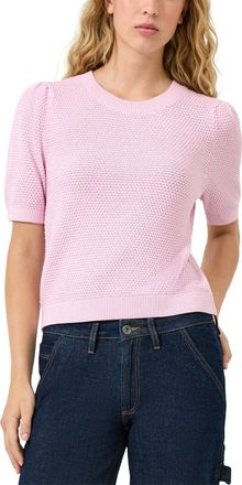 QS by s.Oliver Strickpullover QS, Damen, Gr. XXL (44), rose, Strick, Obermaterial: 50% Baumwolle, 50% Polyacryl, unifarben, normal h&uuml;ftbedeckend, Rundhals, B&uuml;ndchen,