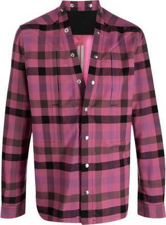 Rick Owens gingham-check long-sleeve shirt - men - Cotton/Cupro/Cotton - 48 - Pink