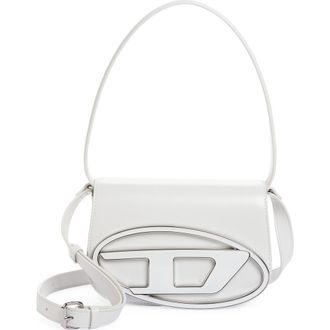 Diesel 1DR Logo Leather Shoulder Bag in White at Nordstrom