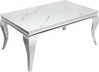 Global Interiors Couchtisch Modern Barock 100 x 60 cm - Edelstahl/Marmoroptik