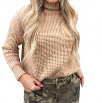 Lili Sidonio x Molly Bracken Knitted Sweater With High Collar In Beige
