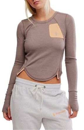 Free People Outbound Long Sleeve Waffle Knit T-Shirt in Nordic Trail at Nordstrom, Size Small
