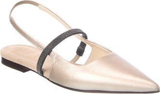 Brunello Cucinelli Leather Slingback Flat