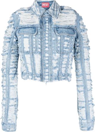 Diesel De-Slimmy-Fsc cropped denim jacket - women - Cotton - M - Blue