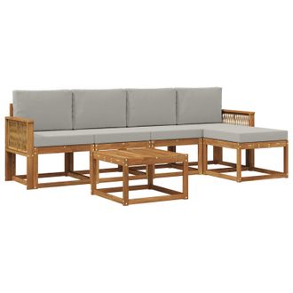vidaXL Conjunto De Sof&aacute;s De Exterior 6 Pcs Natural Y Gris Claro Vidaxl