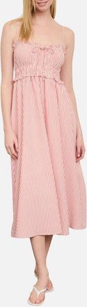 Blu Pepper Stripe Ruffle Shirred Seersucker Midi Dress at Nordstrom, Size Medium