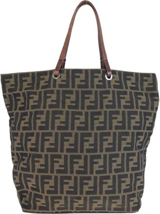 Fendi Brown Zucca Leather Handbag Tote Bag (Pre-Owned)