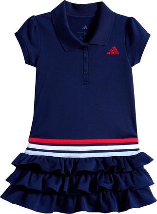 adidas Kids Polo Ruffle Dress in Dark Blue at Nordstrom, Size 3T