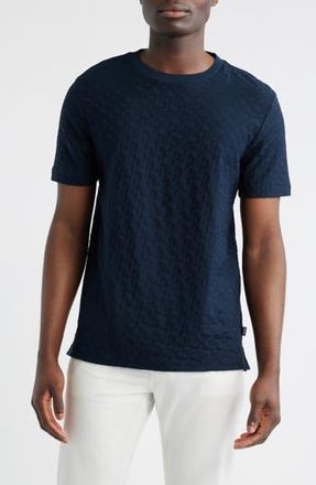 BOSS Thompson Logo Jacquard Cotton T-Shirt in Dark Blue at Nordstrom Rack, Size Small