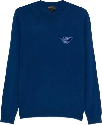 Emporio Armani Felpa girocollo con logo ricamato - Blu