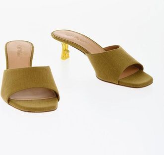 Off-white Open-Toe Linen Blend LOLLIPOP Mules Heel 5 cm size 38