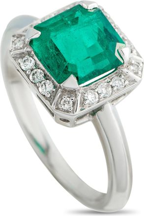 Luxury Bazaar Platinum 0.30ct Diamond and Emerald Ring MF25-051526