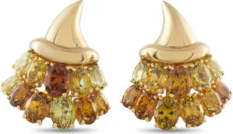 Verdura 18K Yellow Gold Garnet Cornucopia Earrings VD04-042026