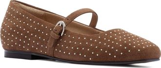FRANKiE4 Hepburn Mary Jane Flat in Pecan Suede Stud at Nordstrom, Size 8.5