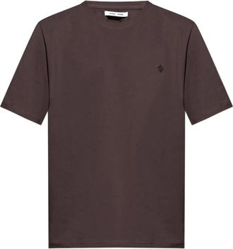 Samsøe & Samsøe embroidered logo T-shirt - men - Cotton - M - Brown