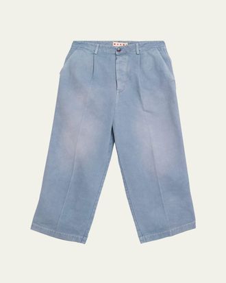Marni Mens Faded Denim Wide-Leg Pants
