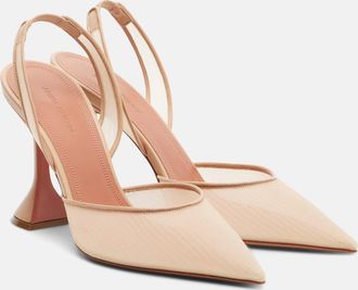 Amina Muaddi Holli mesh slingback pumps