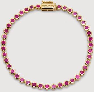 Monica Vinader Gold Gemstone Essential Tennis Bracelet Pink Quartz