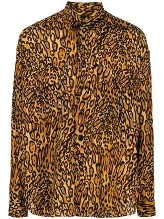 Moschino leopard-print long-sleeve shirt - men - Viscose - 40 - Neutrals