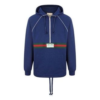 Gucci GRG Detail Half Zip Hoodie Royal Blue Red 645320-XJDAK-4397