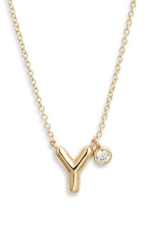 Chelsea28 Goldtone Initial Pendant Necklace in Y- Clear- Gold at Nordstrom