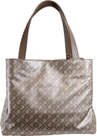 Gherardini Brown Glossy Geometric Pattern Rectangular Handbag