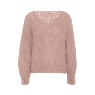 Americandreams Milana LS trui - Dames - V-hals truien - Roze - M - Wol - Truien & Vesten