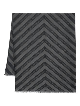 Emporio Armani chevron-jacquard scarf - men - Modal/Polyester/Viscose - One Size - Black