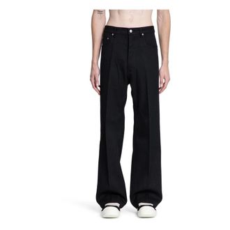 Rick Owens Wide Trousers, male, Black, Size: W31 Geth Jeans