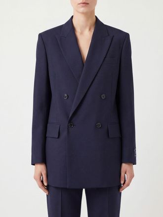 Maison Margiela Blazer corto doppiopetto in misto lana con rever a lancia