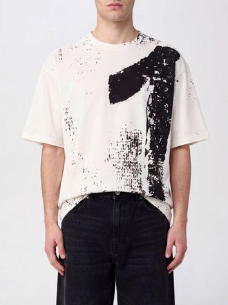 Maison Margiela T-shirt in cotone con stampa slogan e spalle cadute