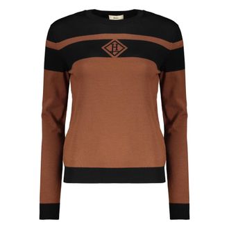Herno Round-neck Knitwear, female, Brown, M, Modern Striped Jumper