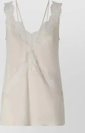 Pinko satin lace-trim v-neck sleeveless top