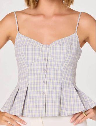 Astr Lesly Bustier Top In Purple Gingham