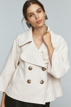 Maeve Cropped Swingy Wool-Blend Peacoat Jacket