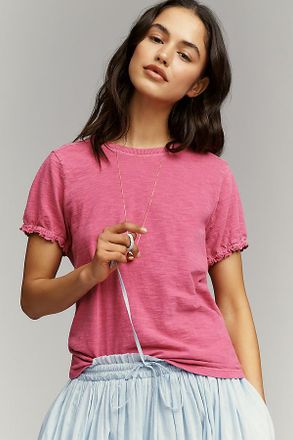 Pilcro The Bennie Puff-Sleeve Crew-Neck Tee by Pilcro