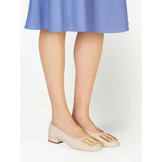 Ferragamo Chunky-Buckle Ballerina Flats, Size 7.5