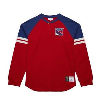 Mitchell & Ness Mens Mitchell & Ness Red New York Rangers Thermal Henley Long Sleeve T-Shirt at Nordstrom, Size Small